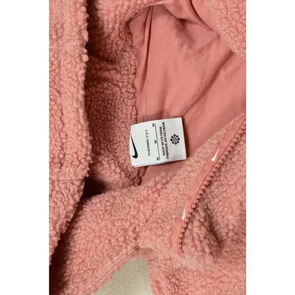 Nike Therma-FIT Pink Pullover Sherpa Hoodie Regular Size M Kid's Polyester - Picture 6 of 8